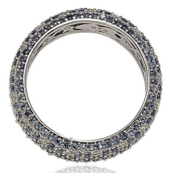 New Suzy Levian Sterling Silver Pave Blue Sapphire & White Sapphire Stones Ring - Picture 4 of 6